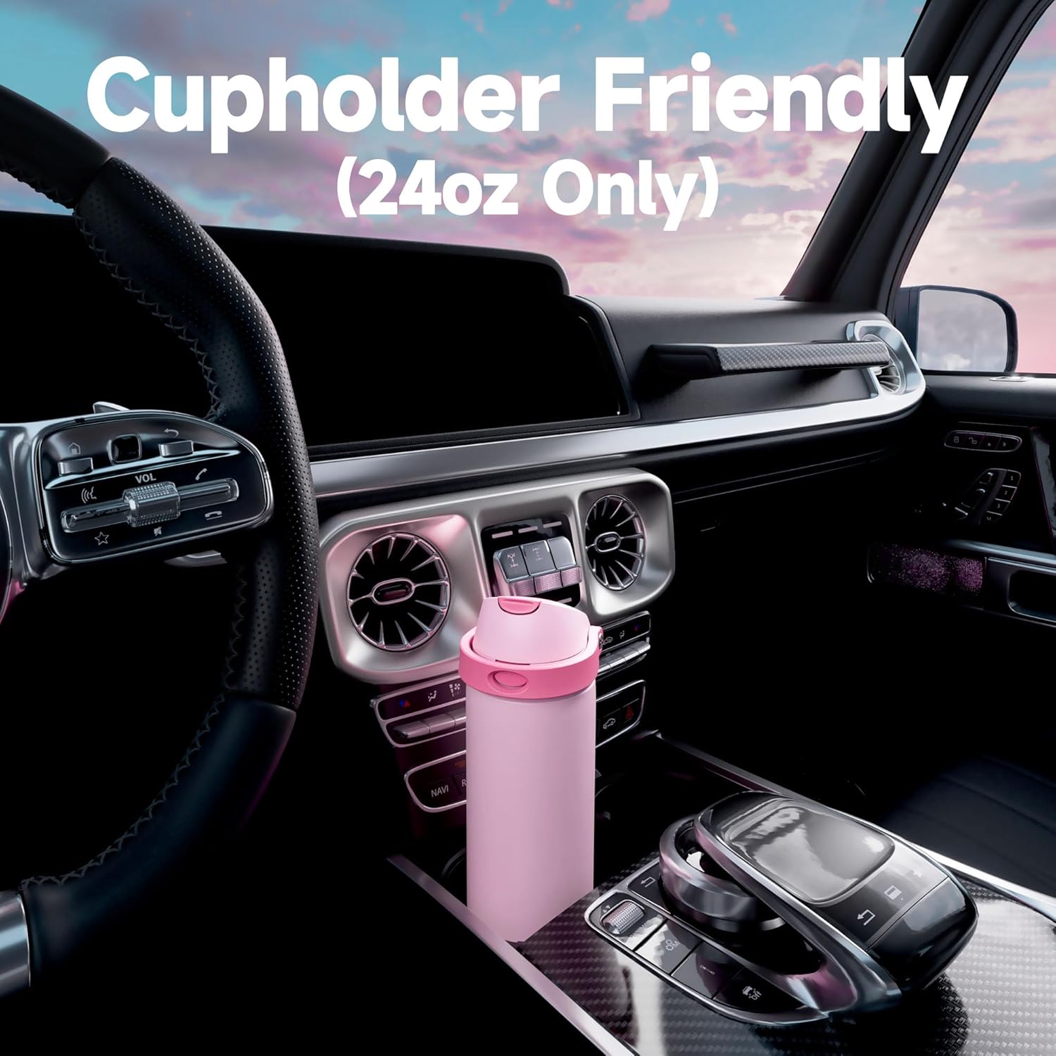 Meoky Stainless Steel Water Bottle - 24 oz Insulated Sports Bottle with 2-in-1 Straw & Spout Lid | Leak Proof, BPA-Free, Fits Car Cup Holder