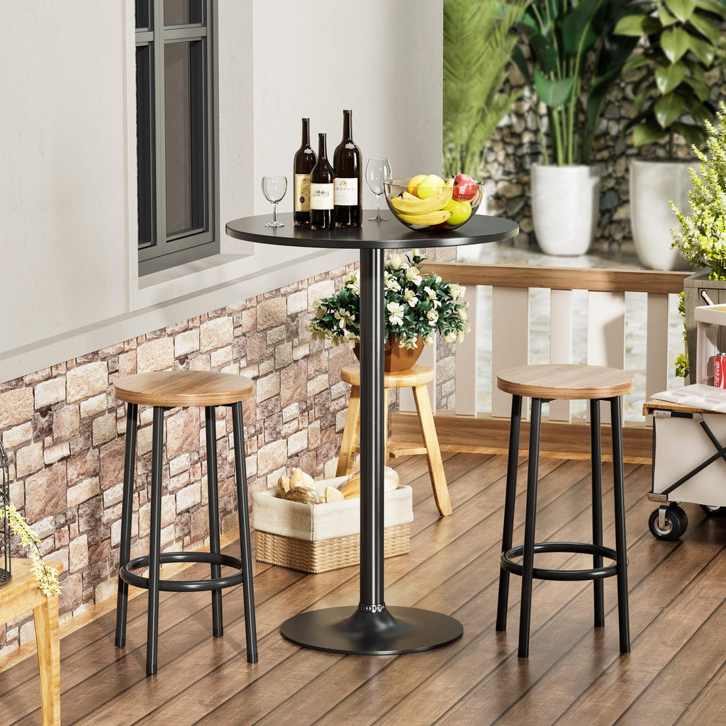 Shahoo Round Bar Table, Cocktail Table with Metal Base & MDF Top, Counter Height Pub Table for Dining Room, Living Room, Kitchen, Bar, Pub, Cafe, Black