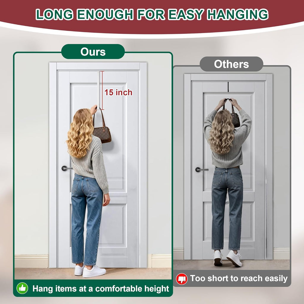 Reversible Wreath Hanger by [Brand Name] - Heavy Duty Steel Over The Door Hook | Fits Most Doors Up to 1-3/4”