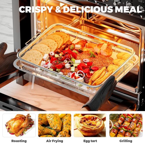 Air Fryer Basket - Stainless Steel Baking Tray for Oven Cooking & Broiling | 15.3” x 11”