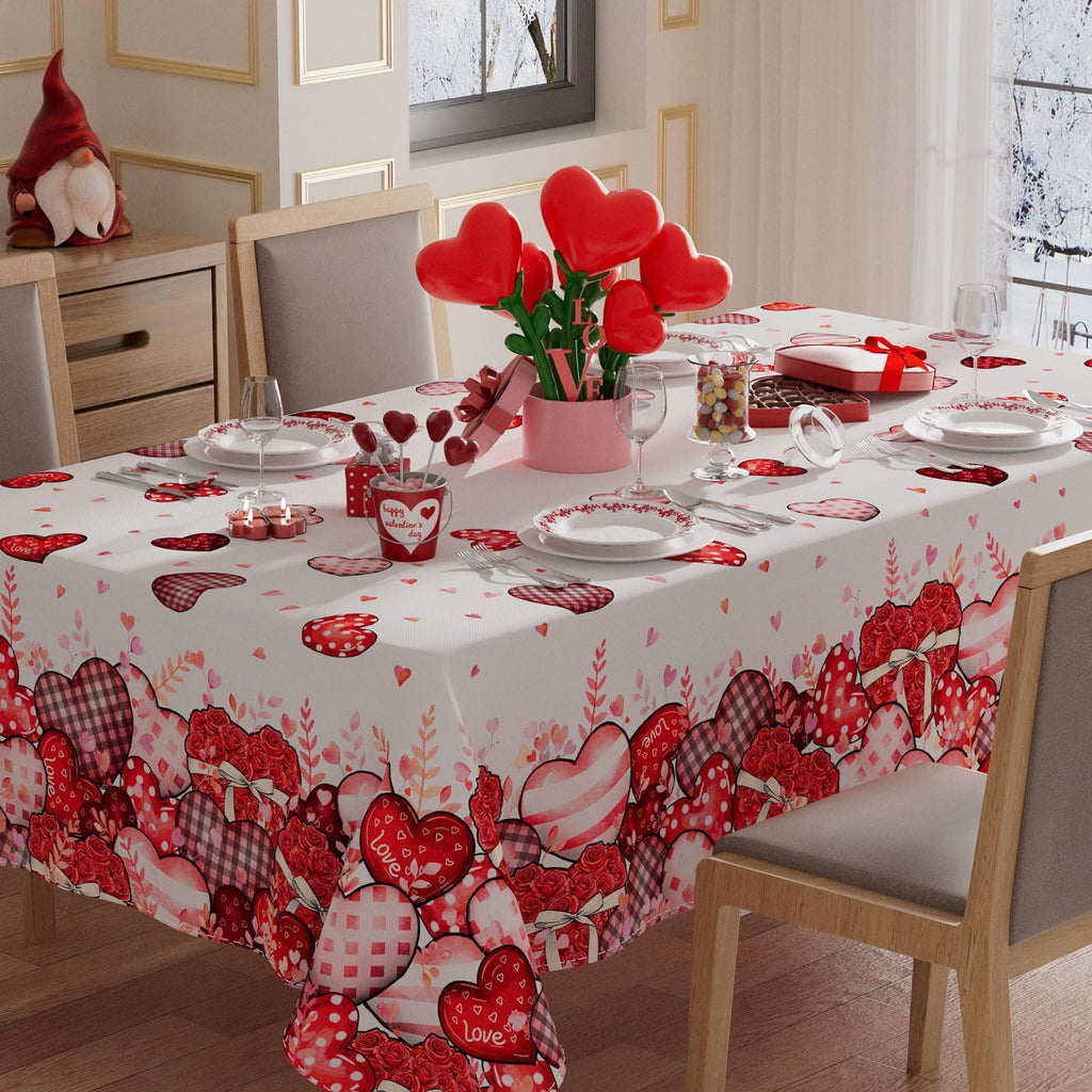 XCHI Love Hearts Valentine's Day Tablecloth Rectangle Table Cloth Washable Table Covers for Indoor Dining Home Party Decorations 60x84 Inch