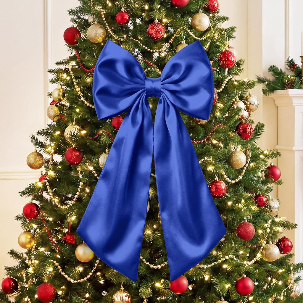 Suncalla 2 FT Large Satin Royal Blue Bow Decorations - 3 Pcs for Weddings & Parties