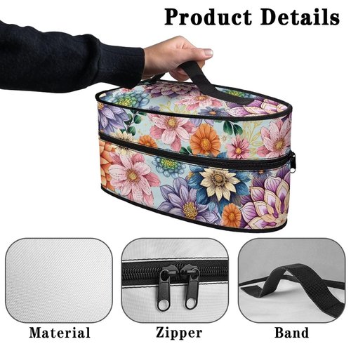 Goncariar Steam Iron Storage Bag with Zipper Handle, Foldable Portable Iron Storage Case Protective Carrying Bag Universal for Most Irons- Bright Blossom