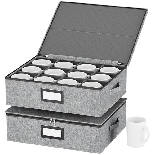 homyfort china storage containers, 2 Pack Mug Storage Box, Grey