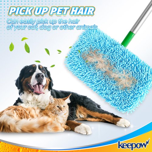 KEEPOW Wet Pads Refill for Swiffer Sweeper Mop and Sweep & Mop Deluxe - Dry Sweeping Cloths for Floor Mopping and Cleaning - Pet Heavy Duty Pads Refills, Upgraded Reusable (4 Pack)