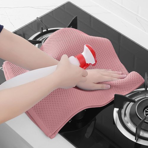 Homaxy 100% Cotton Waffle Weave Kitchen Dish Towels - Ultra Soft & Absorbent, 13 x 28 Inches, 6-Pack in Dried Rose