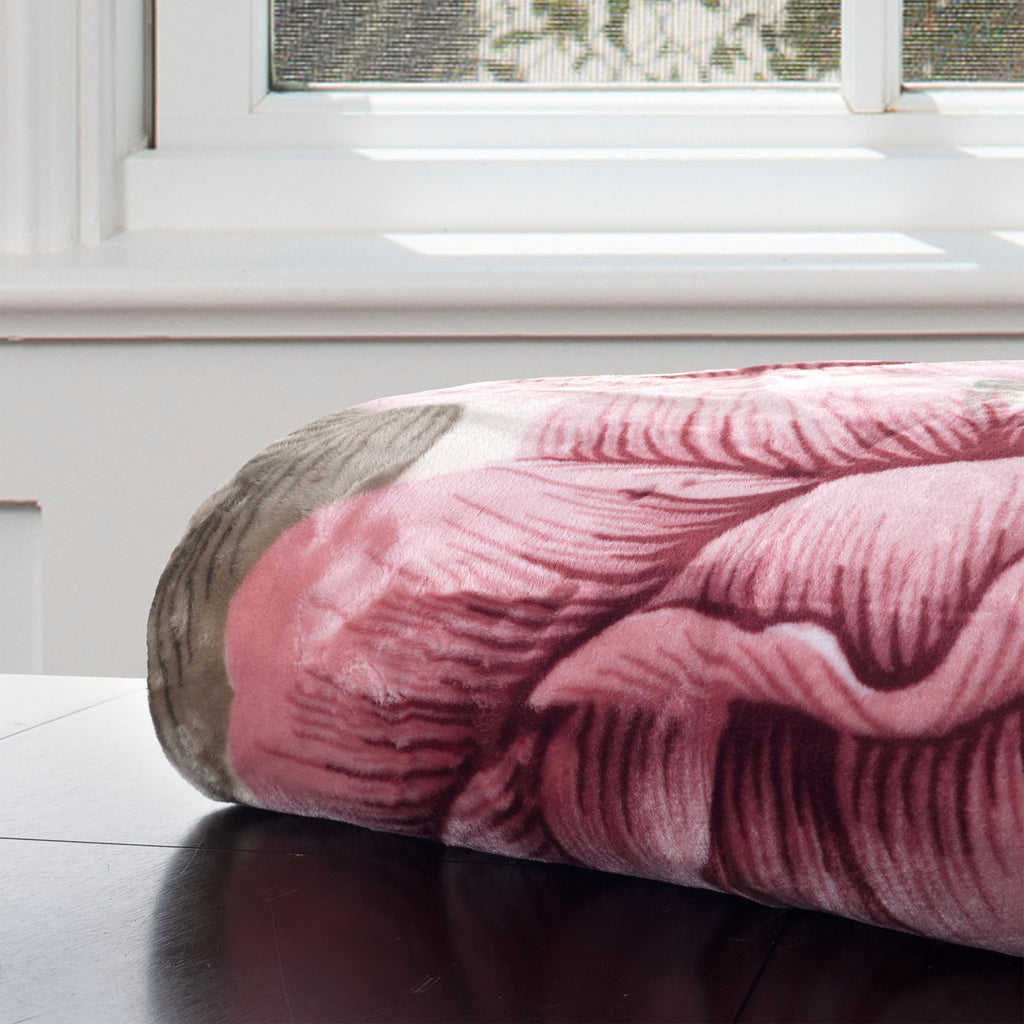Throw Blanket - Oversized 91x74 Machine-Washable Bedding - Mink-Style 7.5lb Weighted Blanket for Bed or Sofa by Lavish Home (Rose)