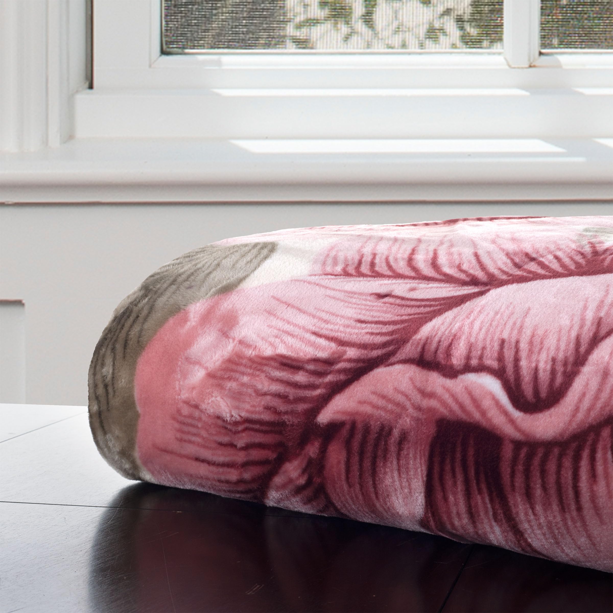 Throw Blanket - Oversized 91x74 Machine-Washable Bedding - Mink-Style 7.5lb Weighted Blanket for Bed or Sofa by Lavish Home (Rose)