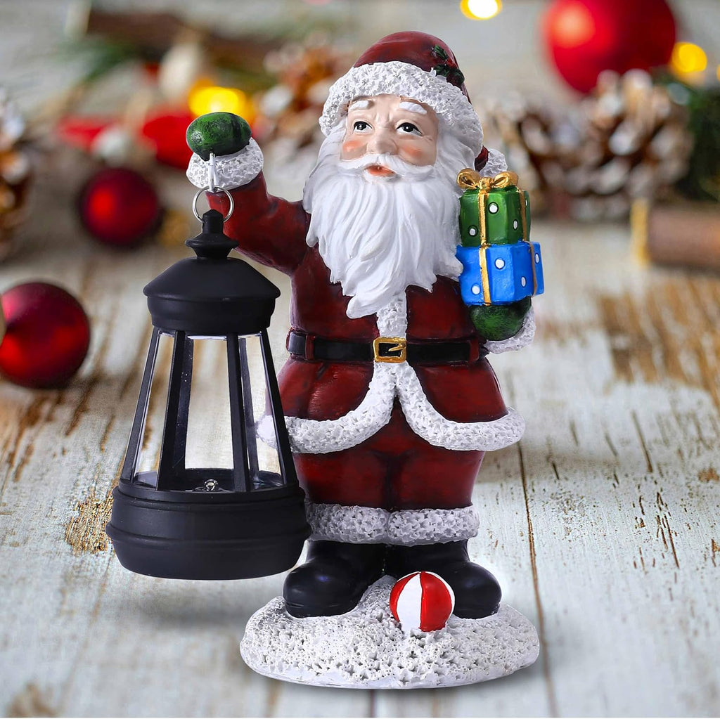 Skiennix Santa Claus Decor - Charming Standing Figurines with Lantern Light for Holiday Home Decor