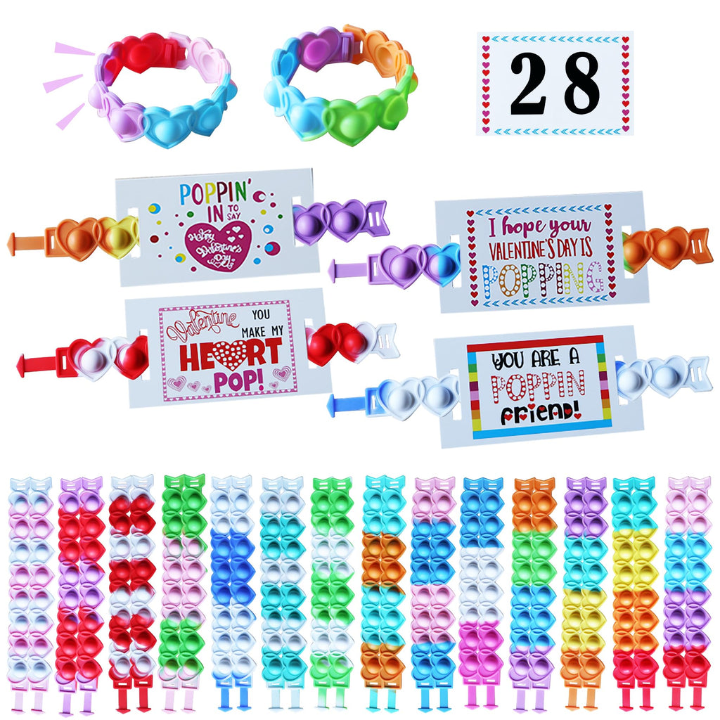 UAUOCU Valentines Day Gifts for Kids Classroom, 28 Valentine Cards Bulk for School Class Prizes Boys Girls Exchange Gift Goodie Fillers