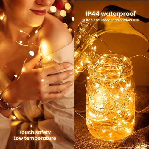 Dailyart 200 LED Fairy Lights - Warm Twinkle String Lights with Remote & Timer | 10ft Gold Wire for Bedroom, Party & Wedding Decor