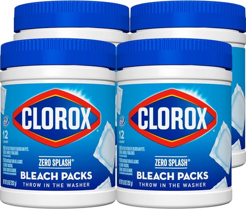 Clorox Zero Splash Bleach Packs - Convenient Laundry Pods for Effortless Cleaning | 4 Pack