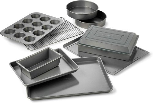 Calphalon 10-Piece Nonstick Bakeware Set - Versatile Baking Essentials | Dishwasher Safe Silver