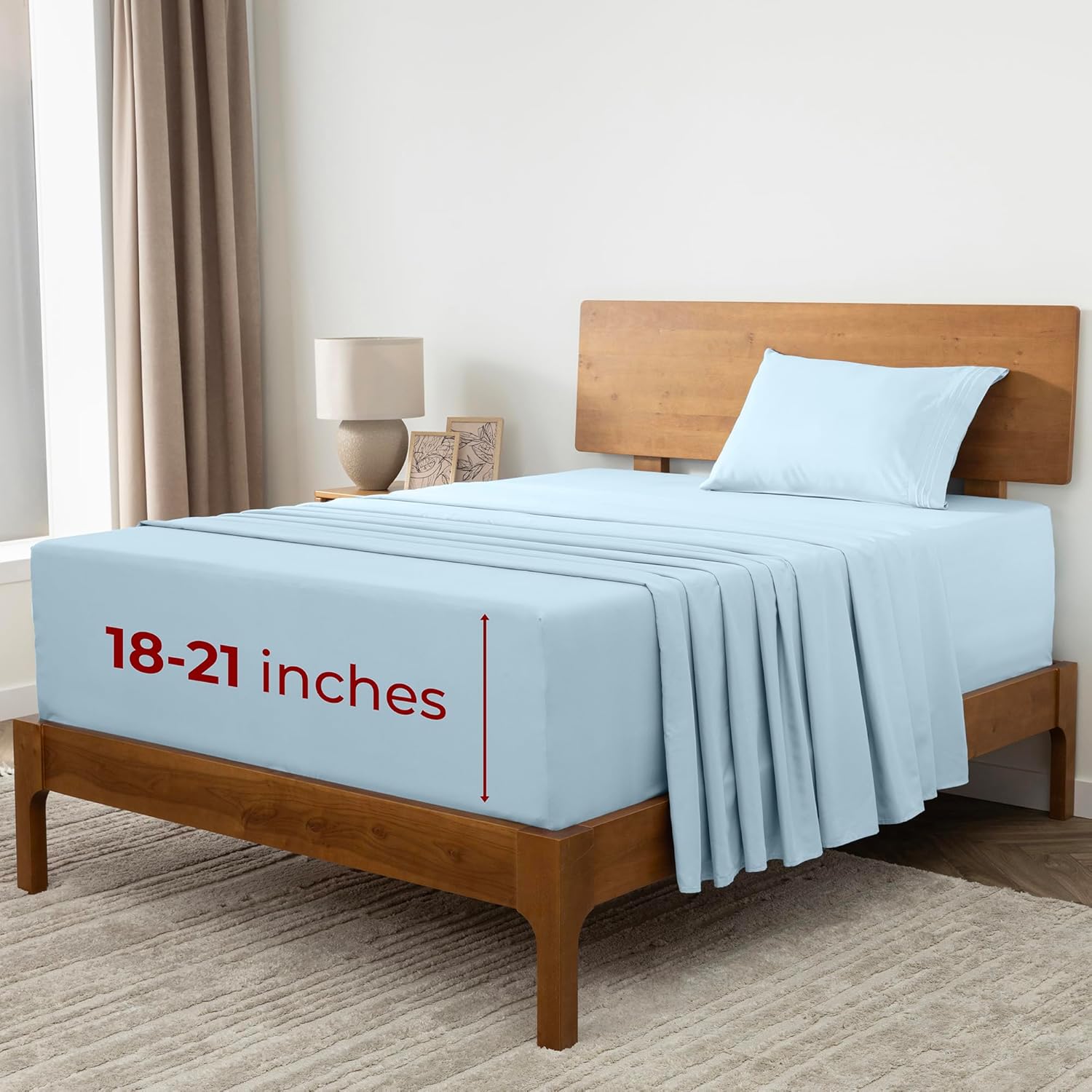 Mellanni Extra Deep Twin Sheets - Ultra Soft, Cooling Bedding - Hotel Luxury, Wrinkle & Stain Resistant (Aqua)
