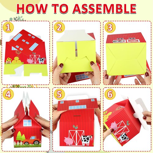 16 Pack Farm Animal Party Candy Box, Farm Theme Gift Box for Farm Birthday Party Barn Party Decoration.
