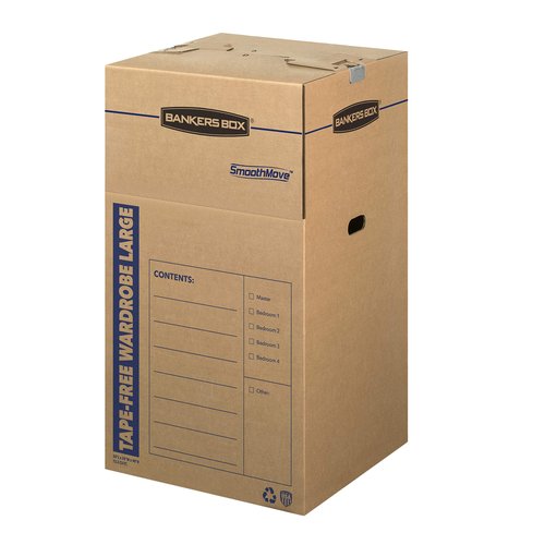 Bankers Box Tall Wardrobe Box 3 Pack, Tape-Free Design, 24" x 24"x 40"(7710501)
