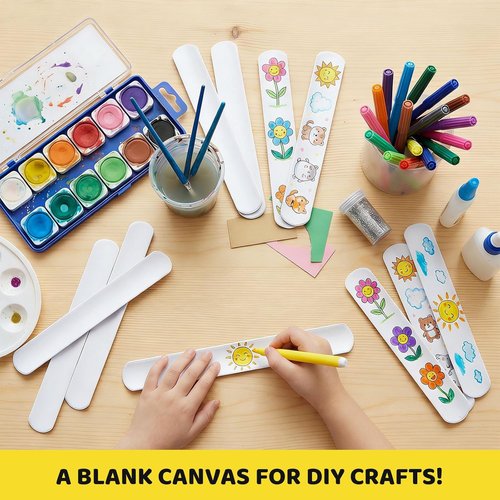 LovesTown 48PCS Slap Bracelets - Blank White Party Wrist Bands for Kids' Birthday Favors & Crafts