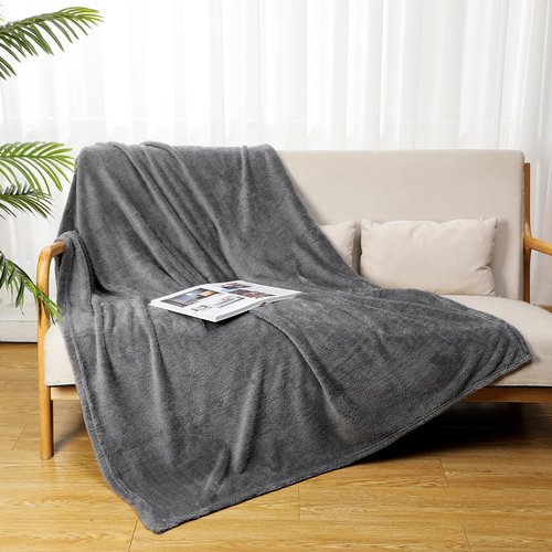 Tinideya 6 Pack Sherpa Fleece Throw Blankets Bulk 50"x 60" Soft Plush Wedding Throw Blankets for Couch Sofa Spa Sleepover Party Favor Supplies Travel Guest Room Home Decor (Gray)