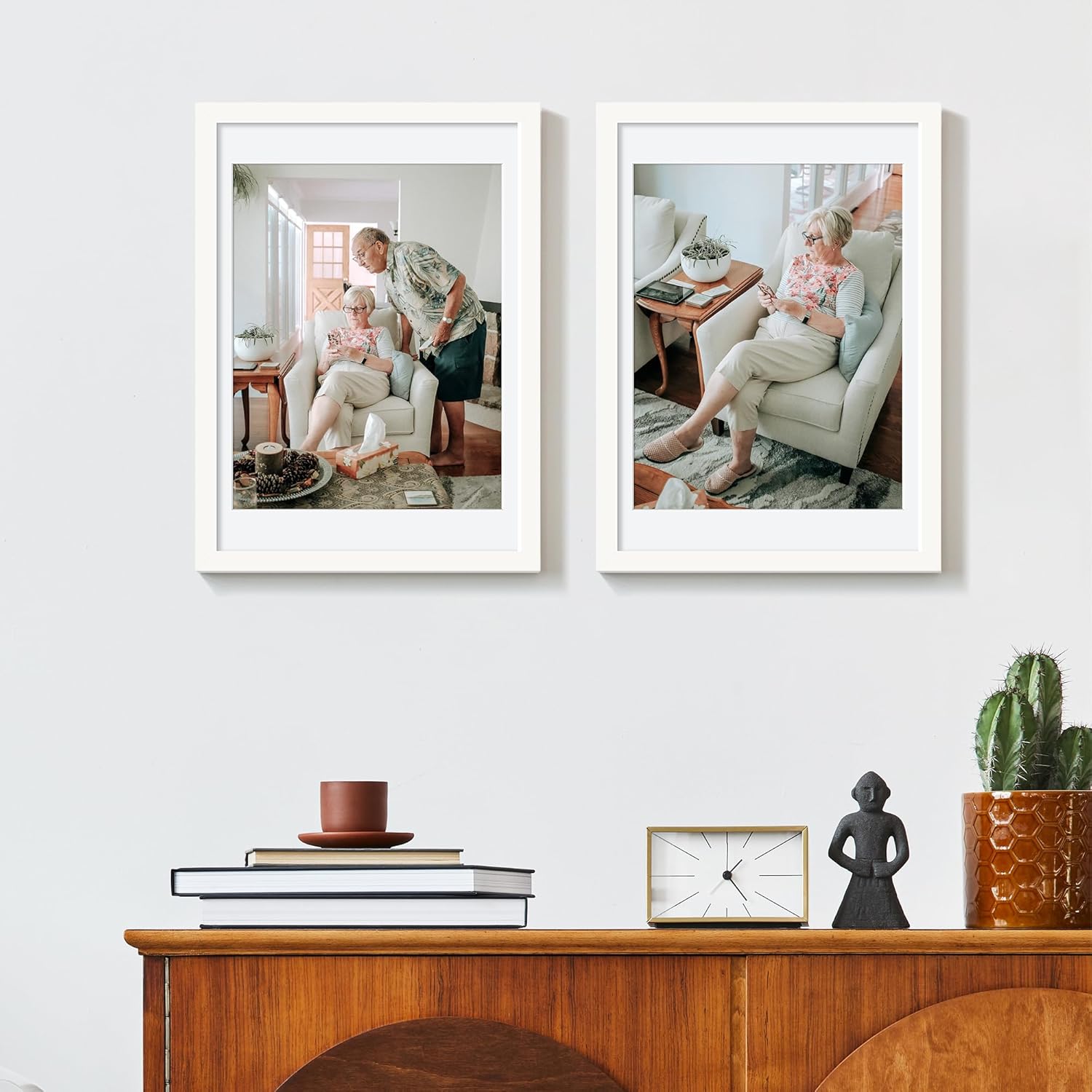 Upsimples 10x14 Picture Frame - Elegant Wall Display for 8.5x11 Photos with Mat, White, 1 Pack