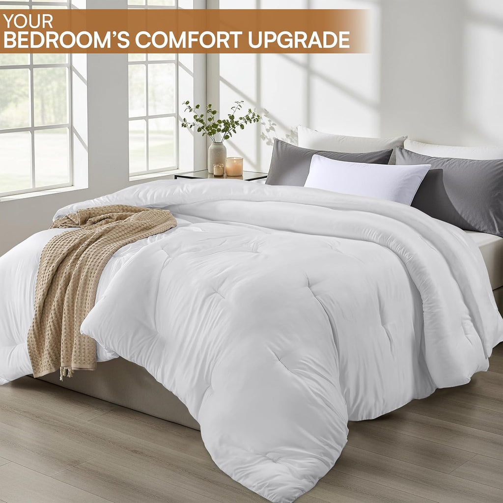 Utopia Bedding Queen Comforter - All Season Down Alternative Duvet Insert | Machine Washable 88 x 88 Inches (White)
