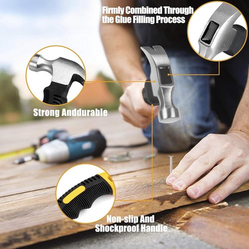 KURUI 700PC Nail Assortment Kit - 8oz Hammer for Wall Art & Picture Frame | 350 Roofing & Finishing Nails