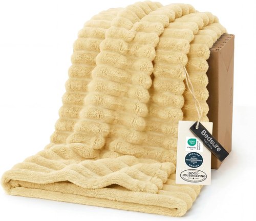 Bedsure GentleSoft Fleece Blanket - Super Soft Custard Yellow Twin Blanket for Couch, 60x80 Inches
