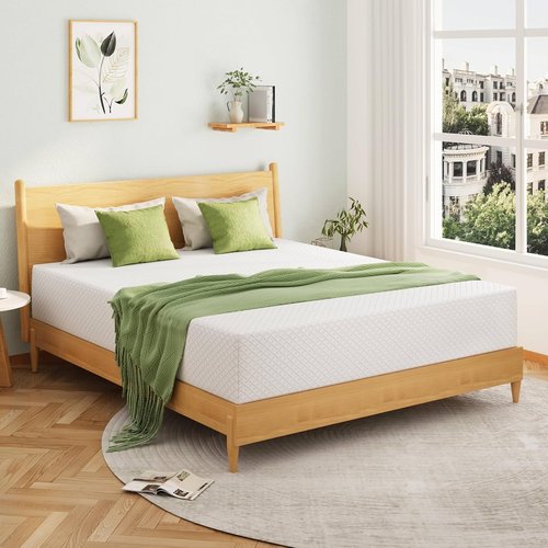 EGOHOME 10-Inch Queen Memory Foam Mattress - Cooling Green Tea Gel for Pressure Relief | CertiPUR-US Certified, 80''L x 60''W, White