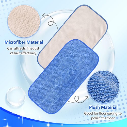 Yicotira Microfiber Cleaning Cloth Compatible with MR SIGA Professional Microfiber Mop - Professional Reusable Flat Mop Refills - Mop Pads Replacement for Hardwood Cleaning (4 Pack)