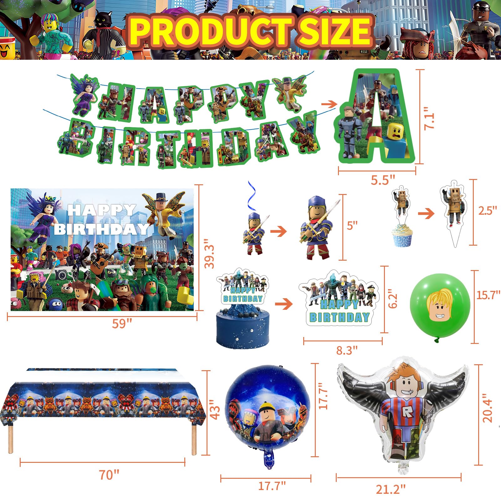 Birthday Party Decorations - Theme Children's Party Supplies Included Happy Birthday Banner, Backdrop, Hanging Swirls, Tablecloth, Cupcake Cake Toppers, Latex Balloons and Foil Balloons