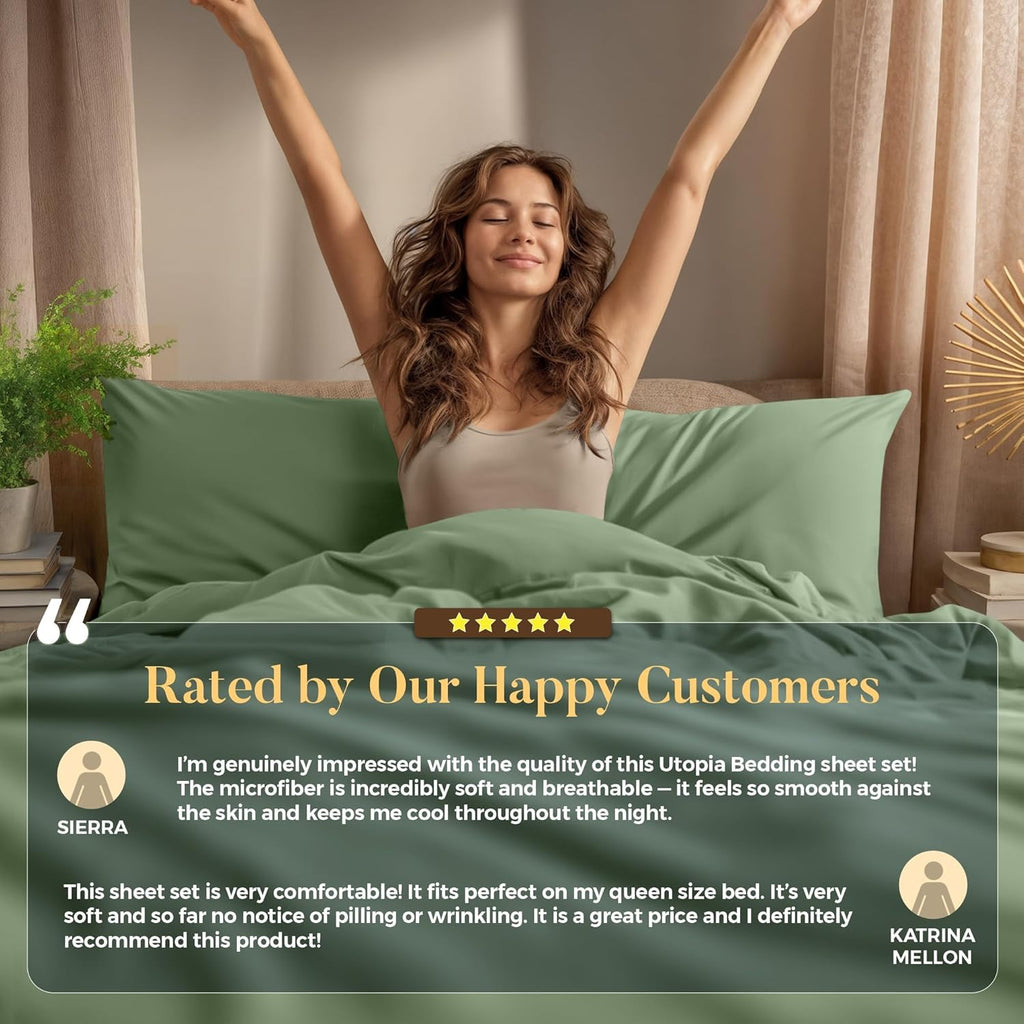 Utopia Bedding Full Sheet Set - Soft & Breathable 4-Piece Microfiber Bed Sheets for Full Size Bed | Sage