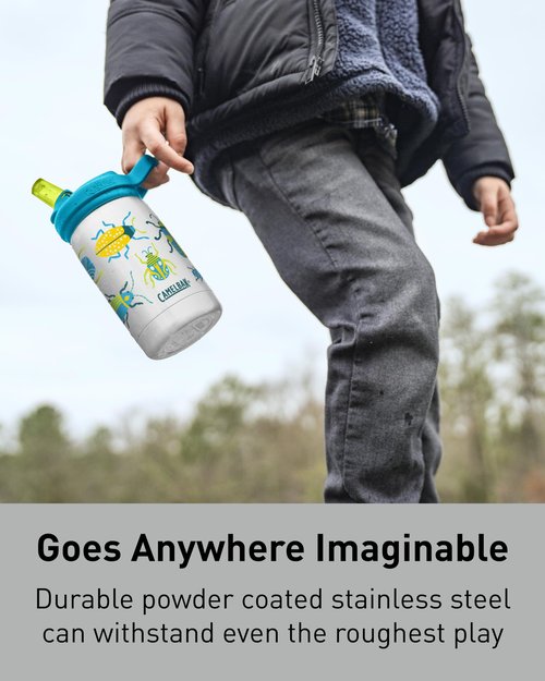 CamelBak Eddy+ Kids Bite Valve Straw Insulated Stainless Steel Water Bottle Biking Dogs, 12oz