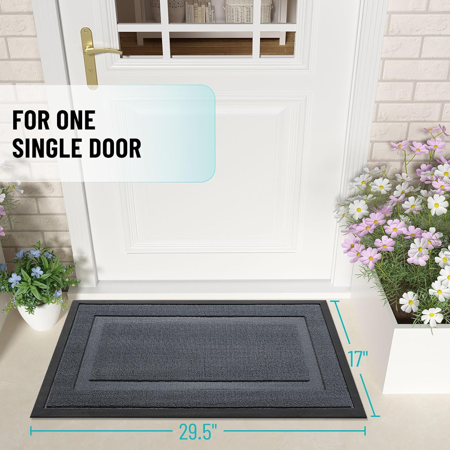 OLANLY Indoor Outdoor Front Door Mat - Waterproof All-Season Doormat, Easy Clean, 35x23, Charcoal Gray