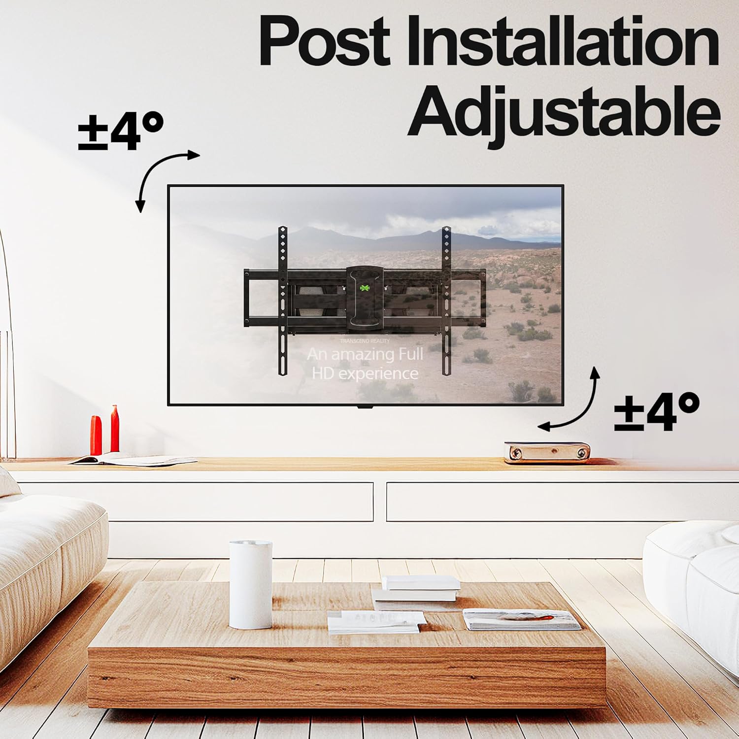 USX MOUNT Full Motion TV Wall Mount - Fits 42-84 Inch TVs, Holds Up to 120lbs, Max VESA 600x400mm, Dual Articulating Arms