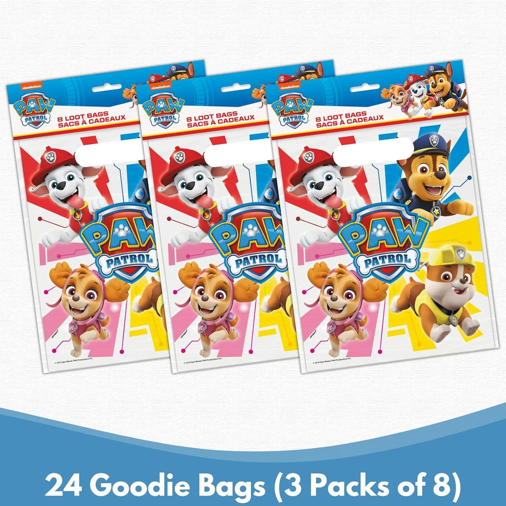 Paw Patrol Goodie Bags - 24 Plastic Party Favors with Checklist | Perfect for Birthday Decorations