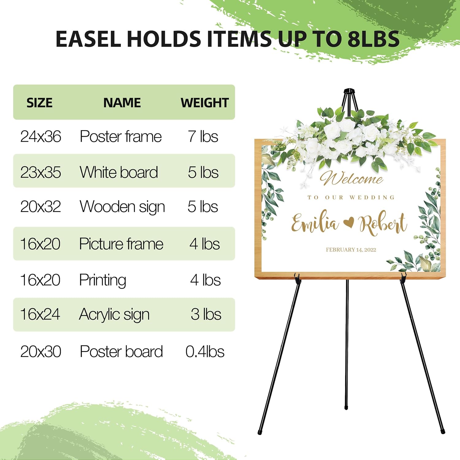 Regine Switzerland 63" Adjustable Metal Easel Stand - Perfect for Wedding Signs & Art Displays
