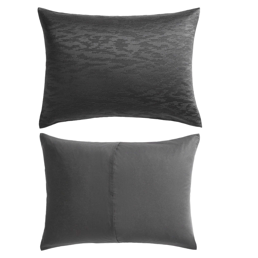 Vera Wang - Queen Duvet Cover Set, Soft Cotton Bedding with a Textured Weave Feel, Button Closure & Inner Corner Ties, 3 Piece Bed Set with Matching Pillowcases (Illusion Black)
