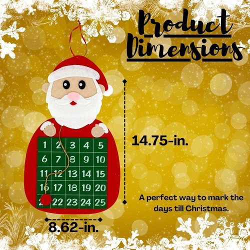 A1U Felt Advent Calendar - Holiday-Themed Countdown Decor with Reindeer & Santa | Multicolored 1 ct.
