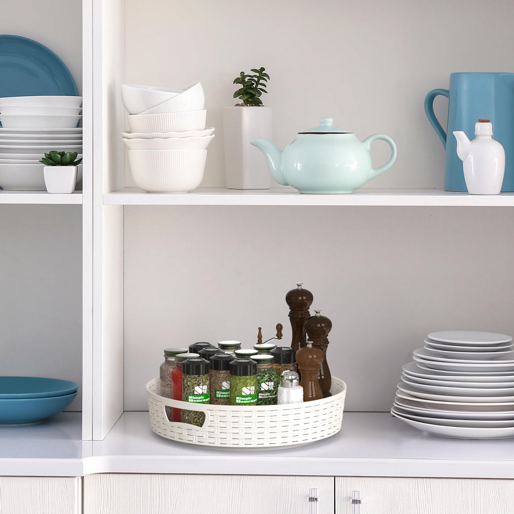 Simple Houseware 12-Inch Non-Skid Storage Lazy Susan Multifunctional Organizer, White