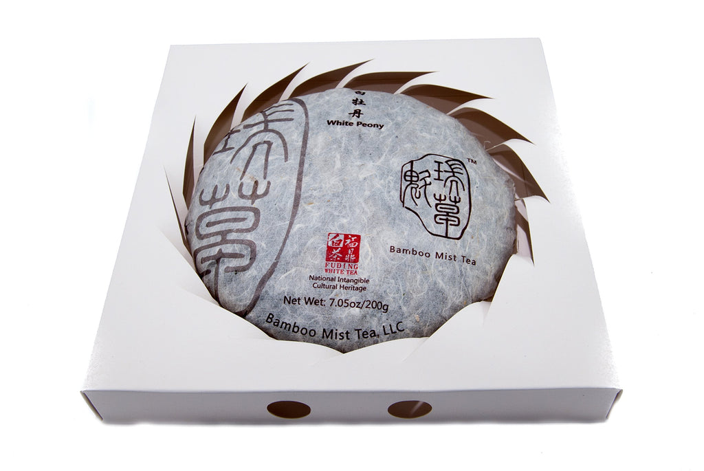 Bamboo Mist Tea - Rare, Aged 2013 White Peony Tea - Tea Cake - Naturally & Ethically Grown - Picked by Boutique Artisan Tea Grower in High Mountains near Fuding Ningde City, Fujian Province, China - (Bai Mu Dan)