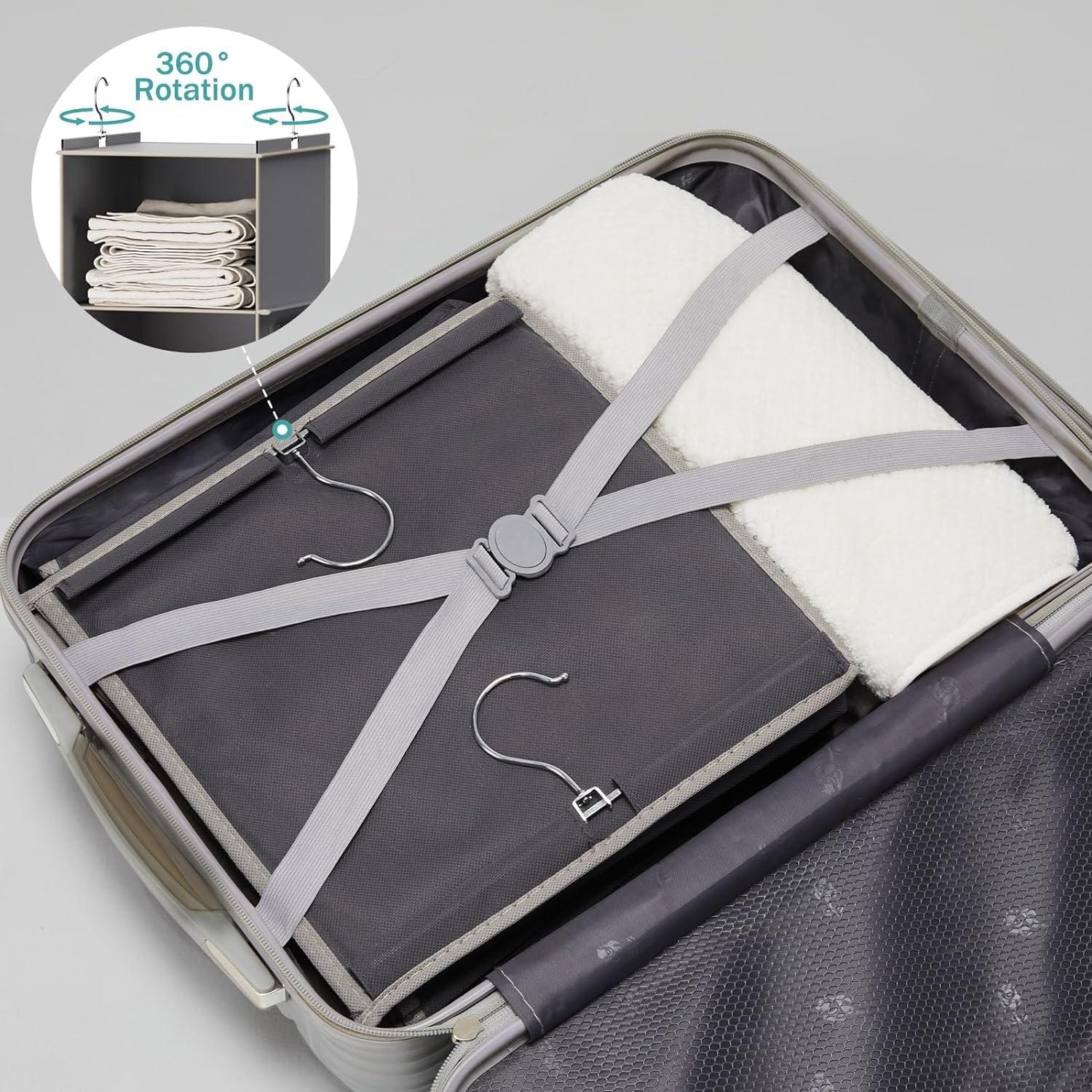 YOUDENOVA Hanging Closet Organizer - 6-Shelf Storage Solution for Efficient Closet Space - Grey
