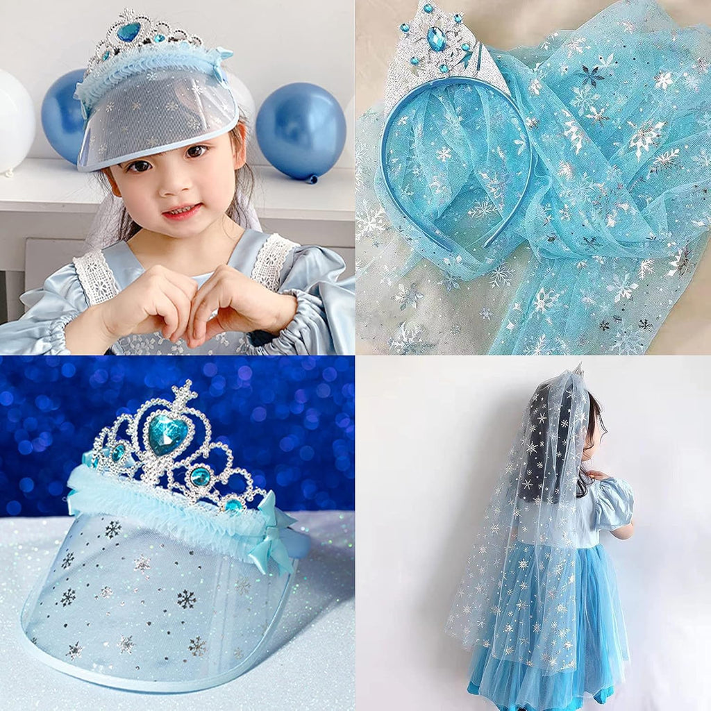 SUJAYU Snowflake Foil Organza Fabric - Sheer Tablecloth for Birthday & Christmas Decor (59" x 118", Blue)