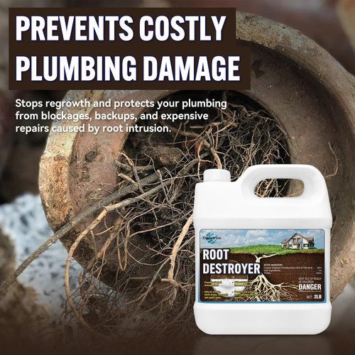 Root Destroyer - 2LBs Copper Sulfate Root Killer for Sewer Pipes & Septic Systems - Stops New Growth - Safe for All Plumbing - Tree & Shrub Friendly