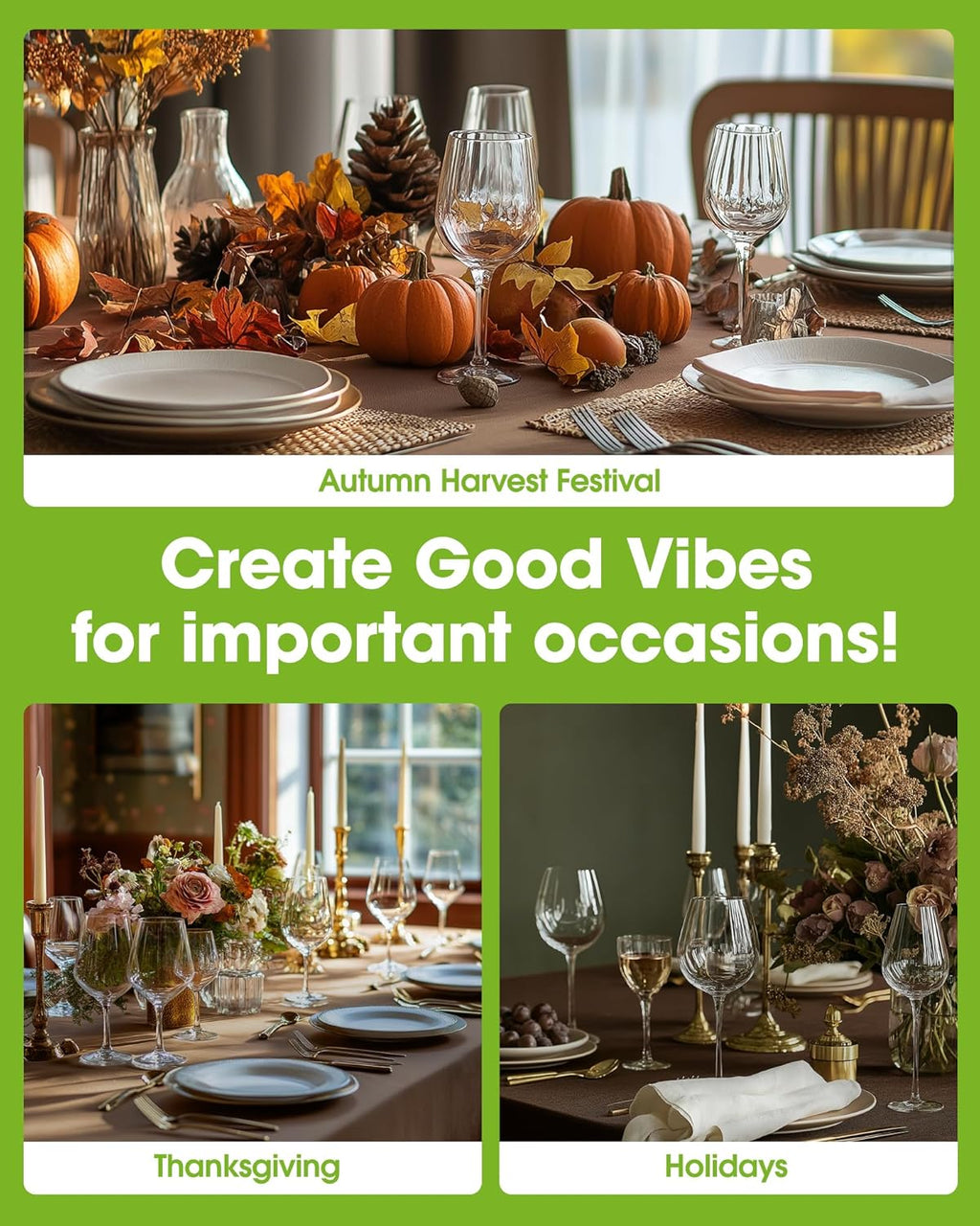 Pureegg Disposable Plastic Table Cloths - 10 Pack, 54 x 108 Inch, Sturdy & Leakproof for Fall Parties