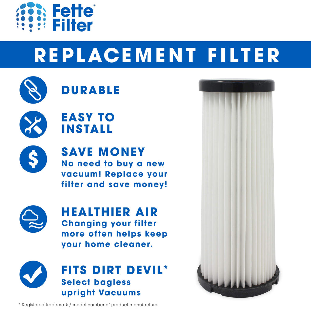 Fette Filter - Vacuum HEPA Filter Compatible with Dirt Devil F1 (F-1) Compare to Part # 3JC0280000, 3-JC0280-000 & 2JC0280000, 2-JC0280-000 (Pack of 3)