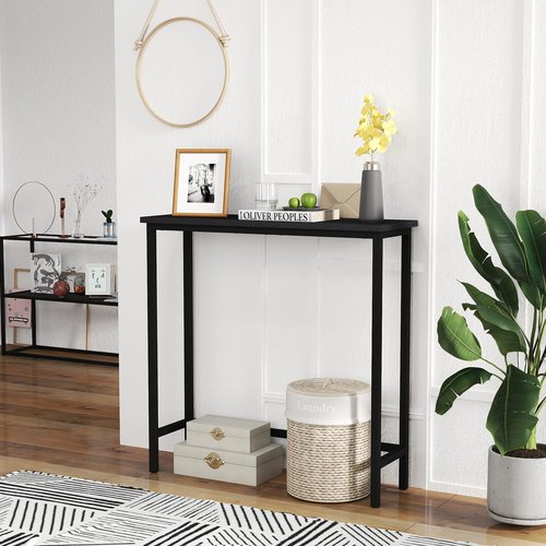 HollyHOME Narrow Console Table, 29.5" Slim Entryway Table, Sofa Stand, Hallway Shelf for Hallway, Bedroom, Living Room, Foyer, Black