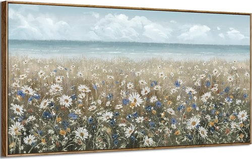 Amatop Oversized Wall Art - Extra Large Coastal Beach Canvas Print | Vintage Floral Ocean Decor
