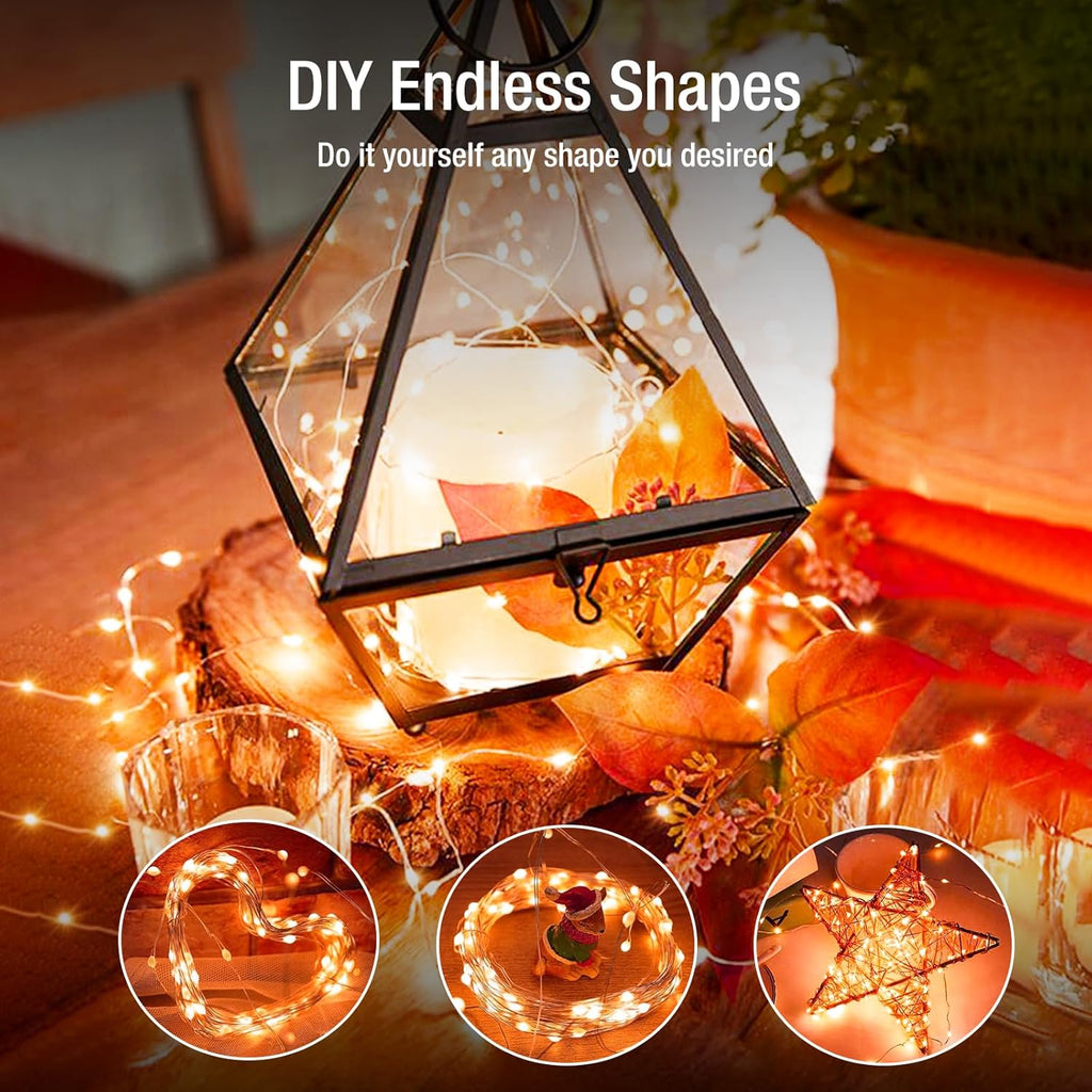 Skiennix 12 Pack Fairy Lights - 7ft 20 LED Battery Operated Twinkle Lights | Waterproof Mini String Lights for DIY Party & Wedding Decor - Orange
