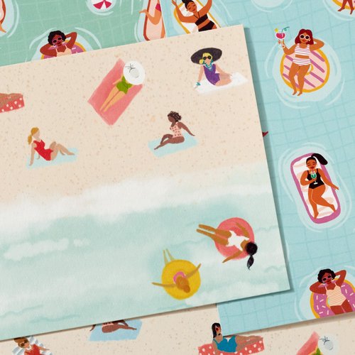 Hallmark Beach Note Card Assortment (48 Blank Cards with Envelopes) for Summer Birthdays, Pool Party Invitations, Bachelorette Party Thank Yous