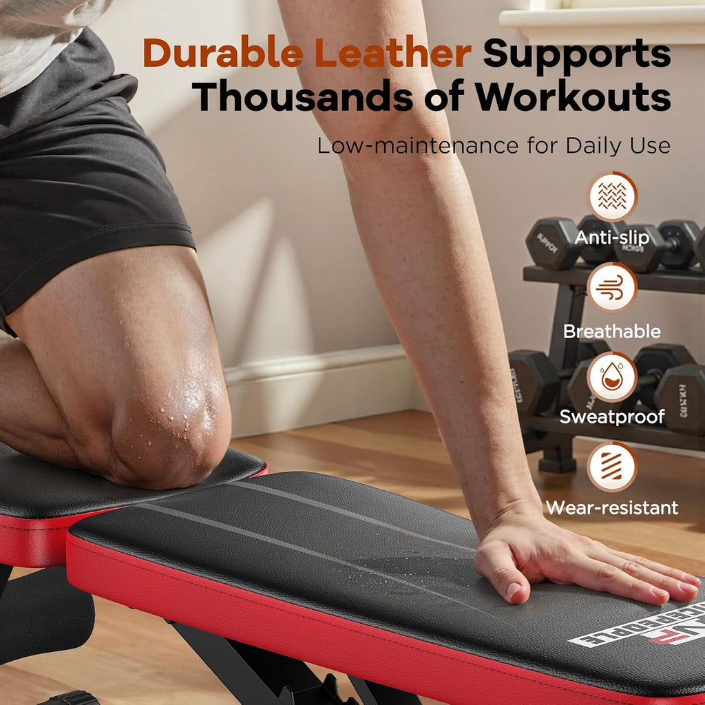NICEPEOPLE Adjustable Weight Bench - 660LBS Capacity | Compact & Foldable Home Gym Bench for Strength Training