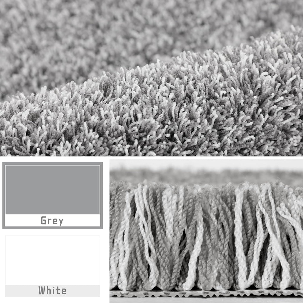 Yimobra Bathroom Rugs - Ultra Soft Non-Slip Washable Bath Mats | Plush Microfiber, 24x17, Light Gray & White